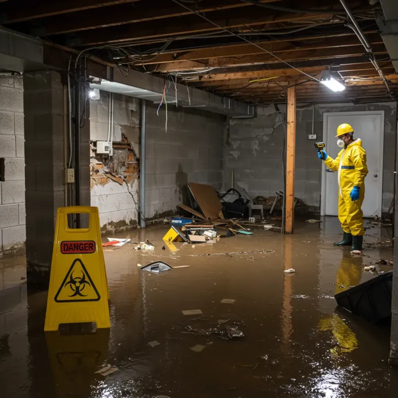 Flooded Basement Electrical Hazard in Afton, OK Property