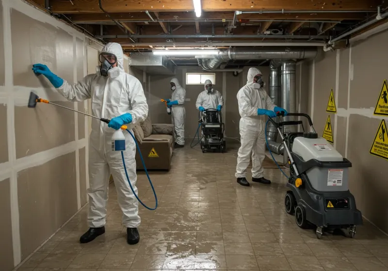 Basement Moisture Removal and Structural Drying process in Afton, OK